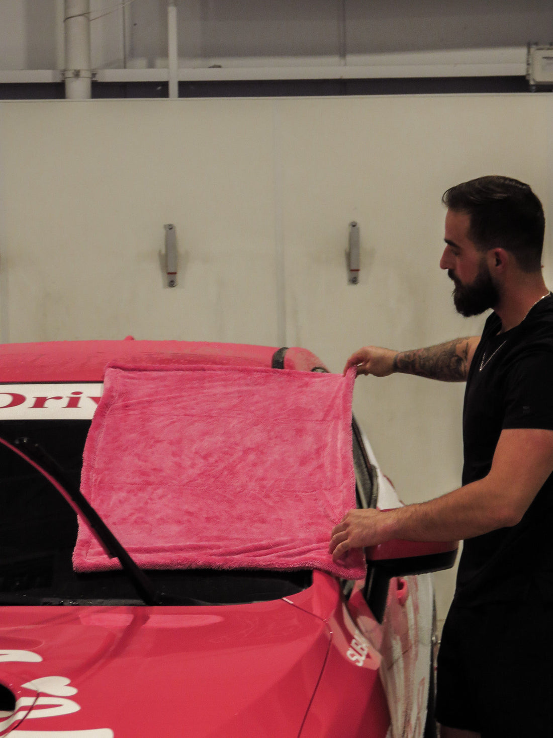 pink drying towel